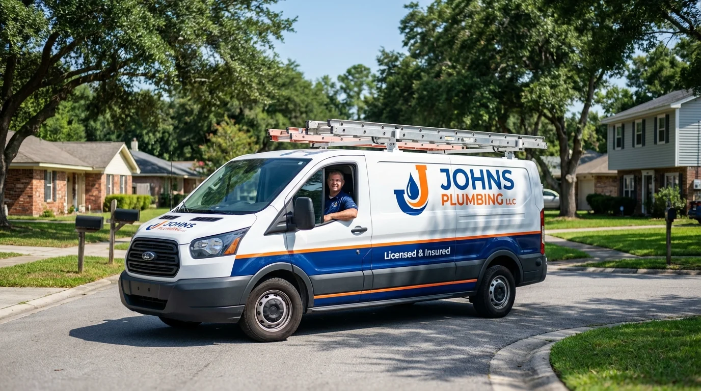 Johns Plumbing LLC service van in Schoolcraft, MI
