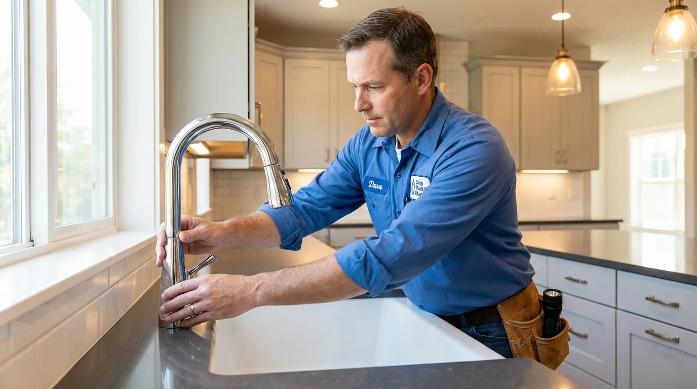 Kitchen faucet installation by Johns Plumbing LLC in Schoolcraft